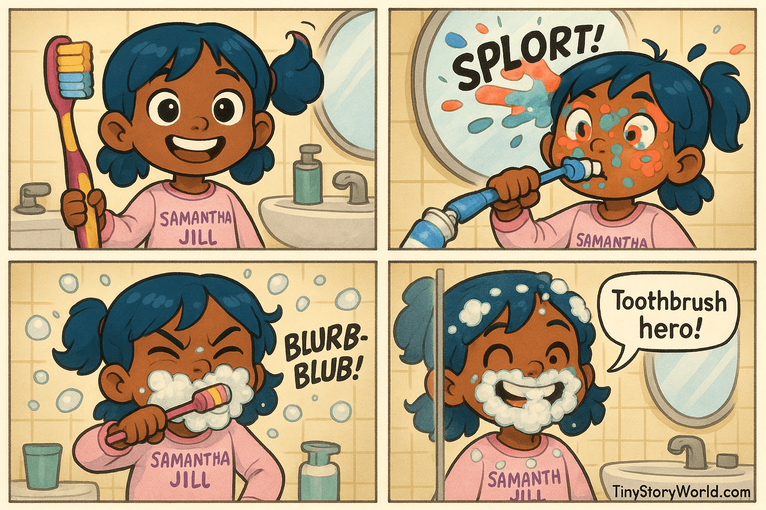 5-year-old Samantha Jill: The Toothbrush Hero!